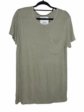 Escales Paris 100% Linen Pocket T-Shirt Sage Olive Green M